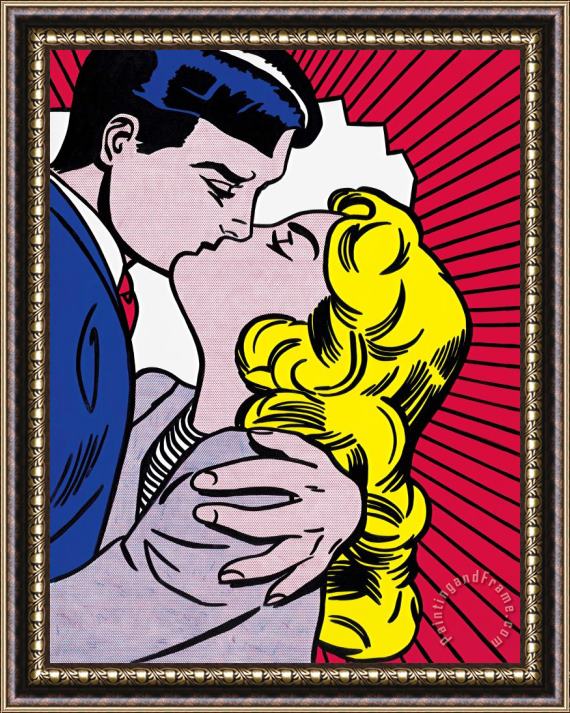 Roy Lichtenstein Kiss III, 1962 Framed Painting