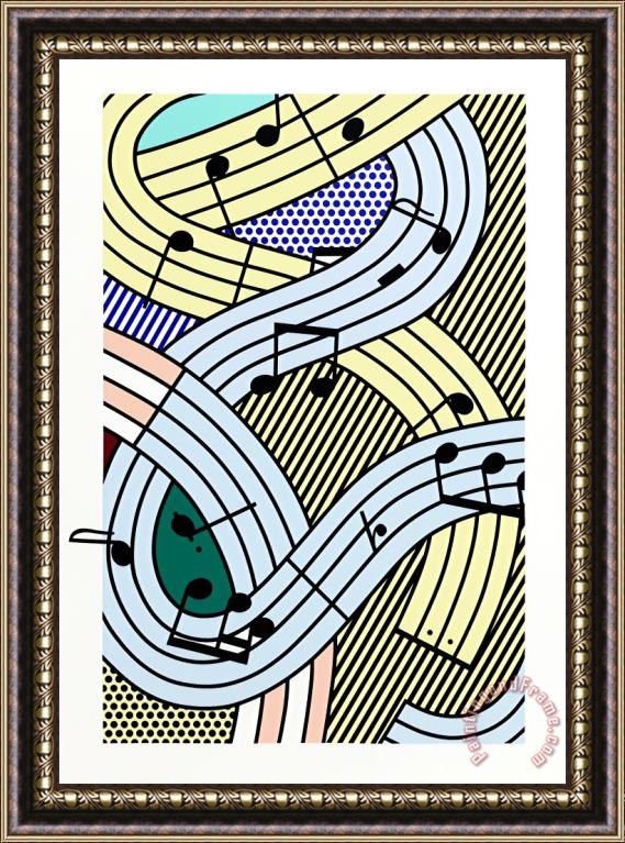 Roy Lichtenstein Musical Notes (composition Iii), 1996 Framed Print