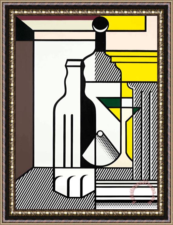 Roy Lichtenstein Purist Painting with Bottles, 1975 Framed Painting