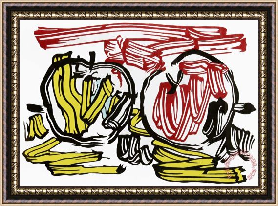 Roy Lichtenstein Red Apple And Yellow Apple, 1983 Framed Painting