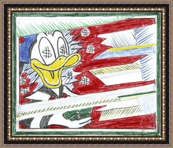 Roy Lichtenstein Reflections Portrait of a Duck (study), 1989 Framed Painting