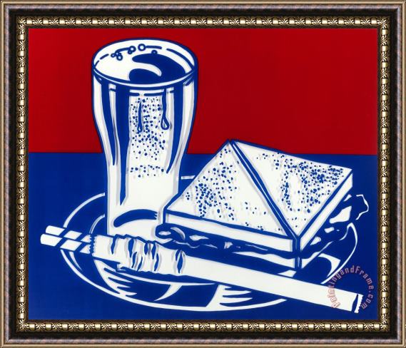 Roy Lichtenstein Sandwich And Soda, 1964 Framed Painting