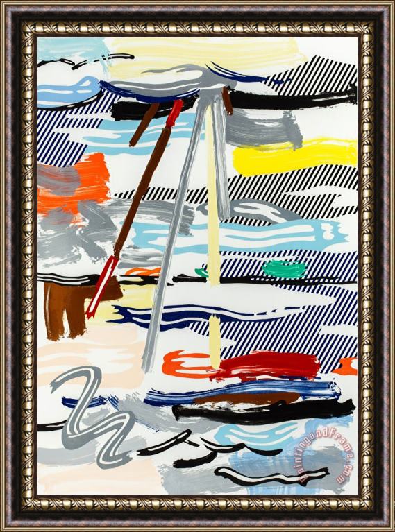 Roy Lichtenstein Sunshine Through The Clouds (from The Landscapes Series), 1985 Framed Painting