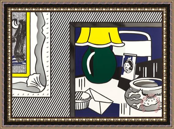 Roy Lichtenstein Two Paintings, Green Lamp (from The Paintings Series), 1984 Framed Painting
