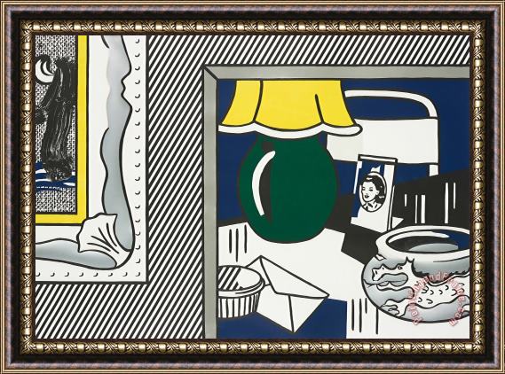 Roy Lichtenstein Two Paintings Green Lamp, From Paintings Series, 1984 Framed Painting