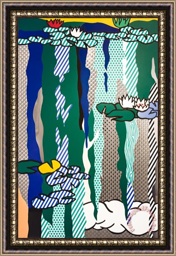 Roy Lichtenstein Water Lilies with Cloud, 1992 Framed Painting