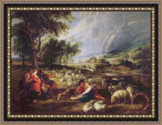 Rubens Landscape with a Rainbow Framed Painting