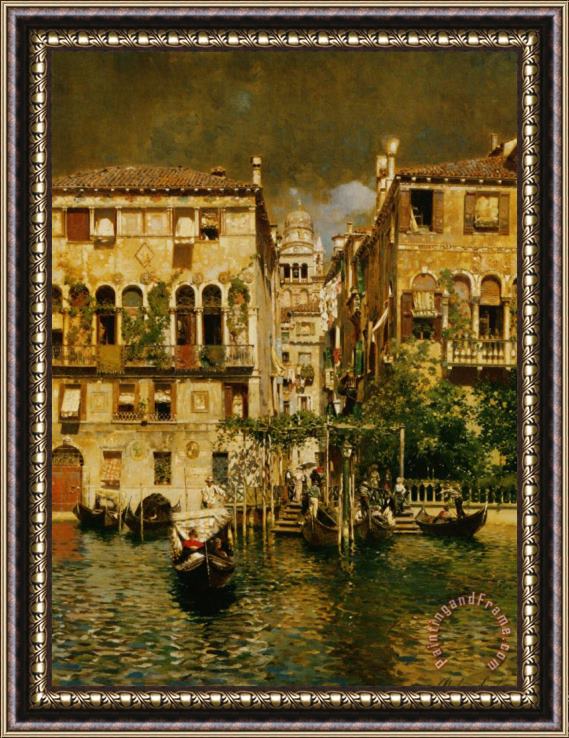 Rubens Santoro Leaving a Residence on The Grand Canal Framed Painting