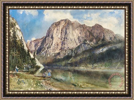 Rudolf von Alt Altaussee Lake And Face of Mount Trissel Framed Painting