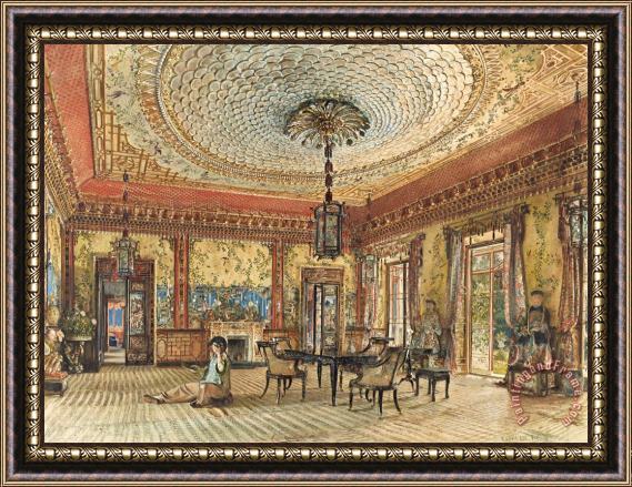Rudolf von Alt The Japanese Salon, Villa Hugel, Hietzing, Vienna Framed Painting