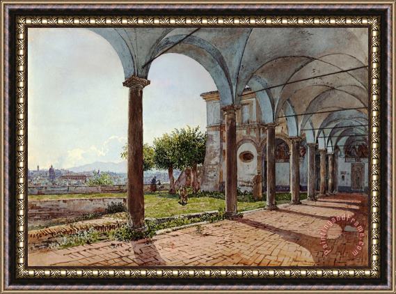 Rudolf von Alt View From Sant'onofrio on Rome Framed Print