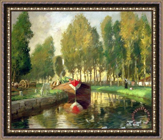 Rupert Charles Wolston Bunny Barge on a River Normandy Framed Painting