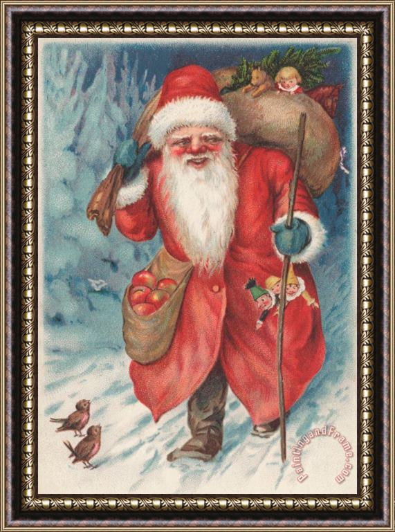 Russian School Christmas Card Framed Painting