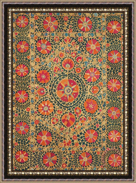 Russian School Suzani Wall Hanging Framed Painting