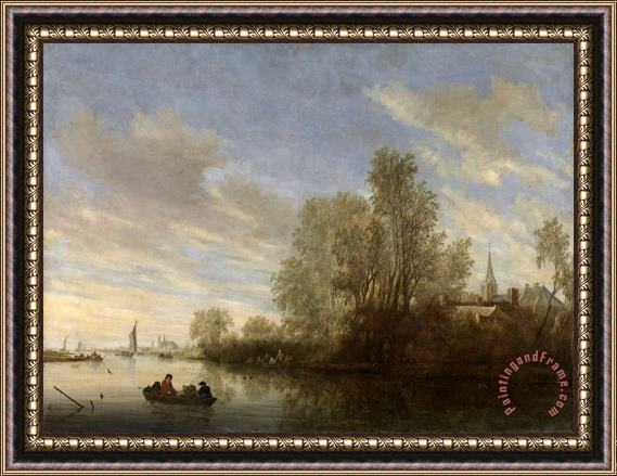 Salomon van Ruysdael River View Near Deventer Framed Print