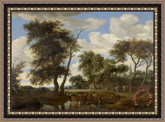 Salomon van Ruysdael View of a Village Framed Painting