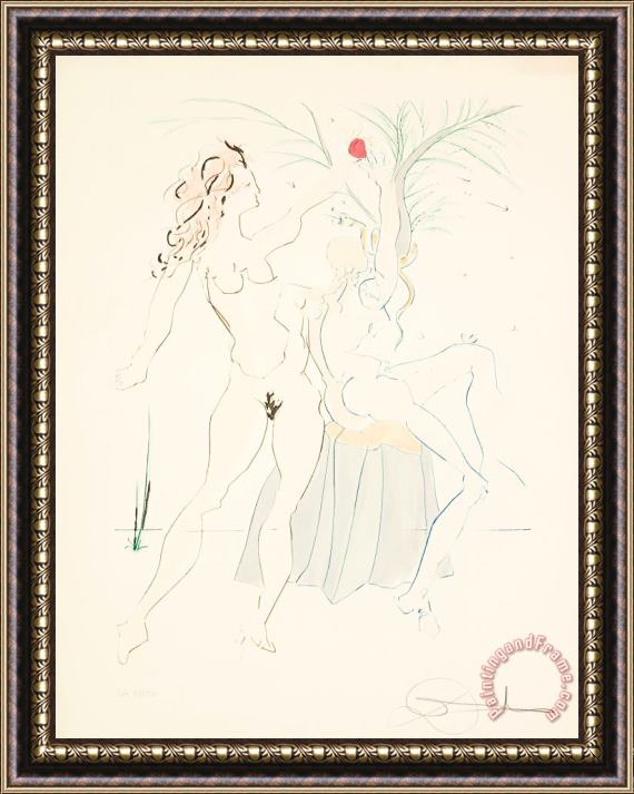 Salvador Dali Adam And Eve, From Our Historical Heritage, 1975 Framed Painting