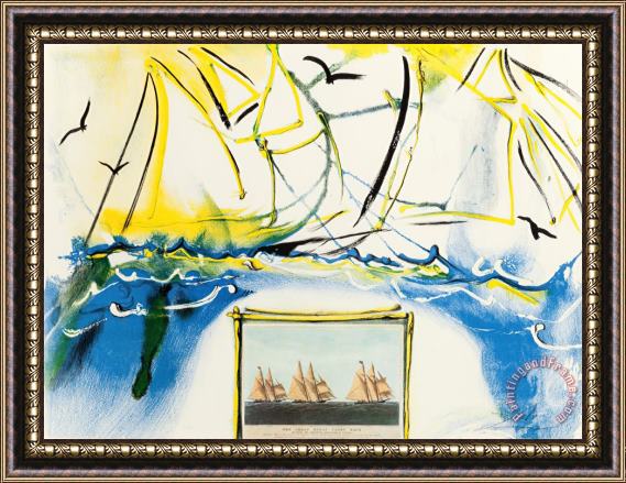 Salvador Dali American Yachting Scene, Currier And Ives Series, 1971 Framed Painting