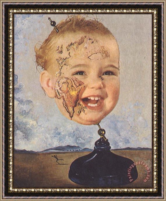 Salvador Dali Baby Map of The World Framed Painting