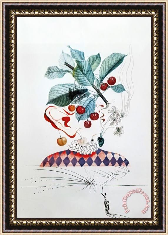 Salvador Dali Cerises Pierrot (cherries), 1969 Framed Painting