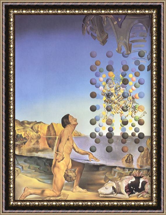 Salvador Dali Dali Nude in Contemplation Before The Five Regular Bodies Framed Painting