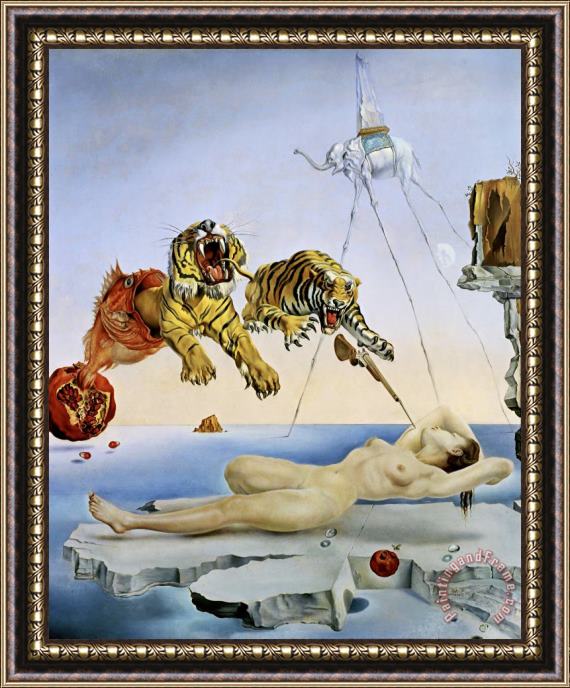 Salvador Dali Dream Caused by The Flight of a Bee Around a Pomegranate a Second Before Waking Up, 1944 Framed Painting