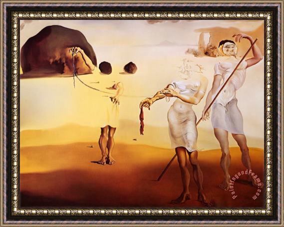 Salvador Dali Enchanted Beach with Three Fluid Graces II Framed Painting