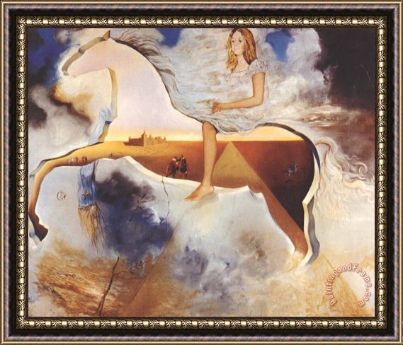Salvador Dali Equestrian Portrait of Carmen Bordiu Franco Framed Painting