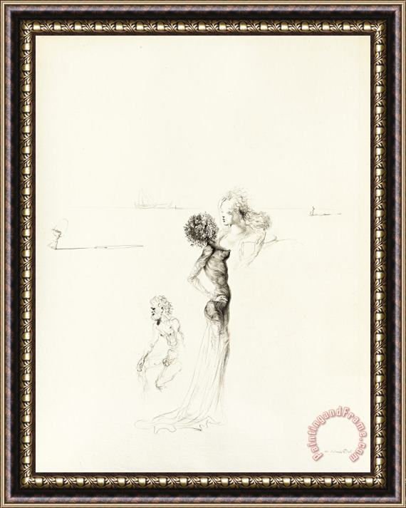 Salvador Dali Femme a La Tete De Rose, Buste De Femme Et Vieillard Nu, 1937 Framed Painting