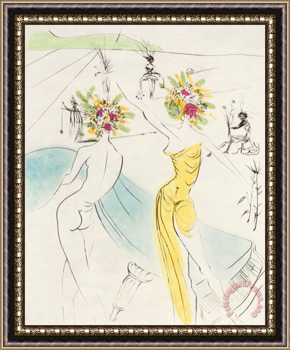 Salvador Dali Les Femmes Fleurs Au Piano, From The Hippies Framed Painting