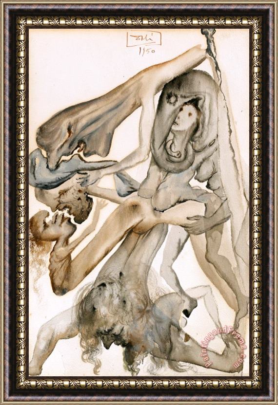 Salvador Dali Les Limbes, Illustration Pour L'enfer Framed Painting