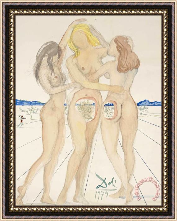 Salvador Dali Les Trois Graces, 1974 Framed Painting