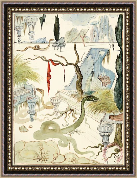 Salvador Dali Sans Titre, Le Piano Steinweg Et Le Boa, 1946 Framed Painting