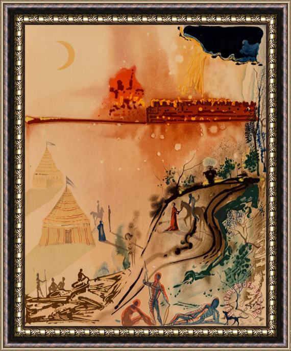 Salvador Dali The Crime, The Siege of Jerusalem, And a Miserable Flat Framed Print