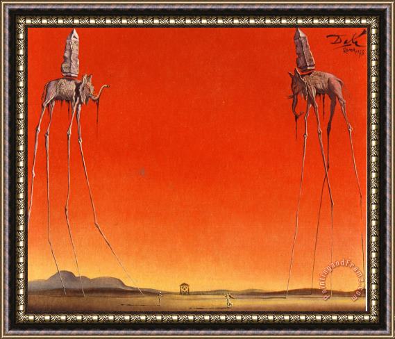 Salvador Dali The Elephants Large Framed Painting