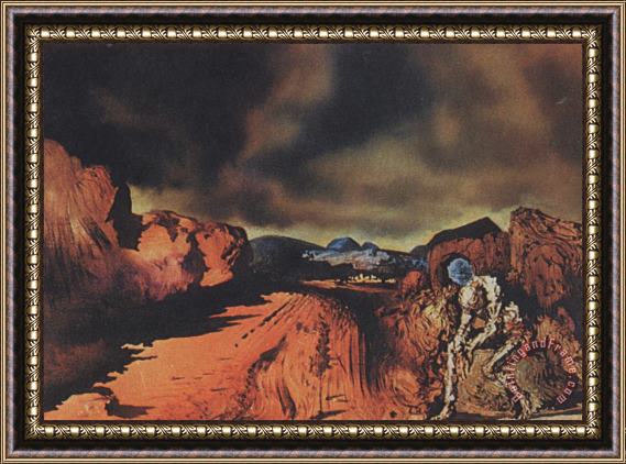 Salvador Dali The Man with The Head of Blue Hortensias Framed Painting