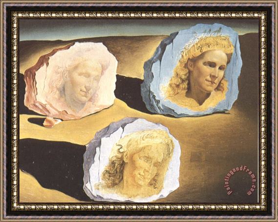 Salvador Dali Three Apparitions of The Visage of Gala Framed Painting