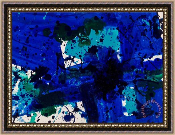 Sam Francis Blue Cross, 1979 (sf79 322) Framed Painting