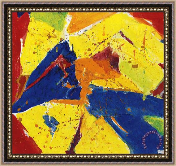 Sam Francis Blue, Yellow, Red Framed Painting