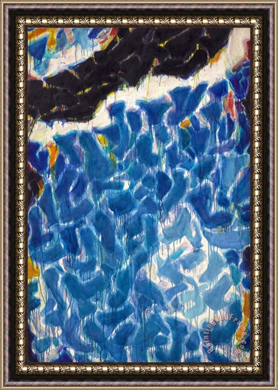 Sam Francis Composition in Blue And Black, 1955 Framed Painting