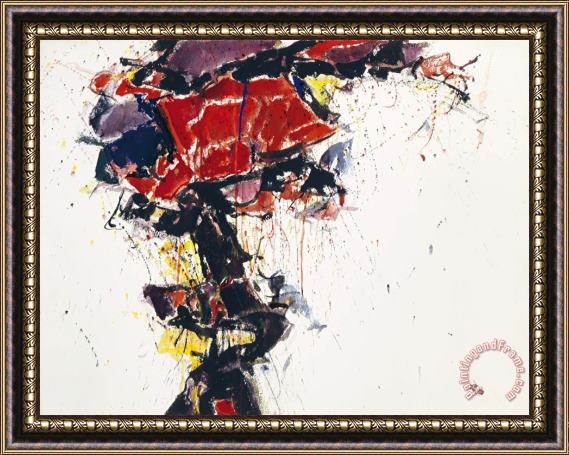 Sam Francis Red Winged, 1958 Framed Painting