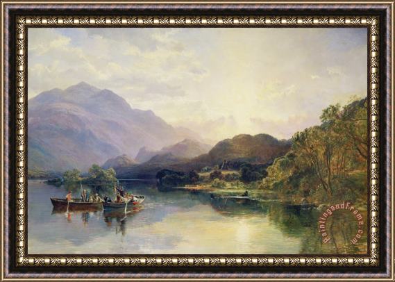 Samuel Bough Fishing Party at Loch Achray with a View of Ben Venue Beyond Framed Print