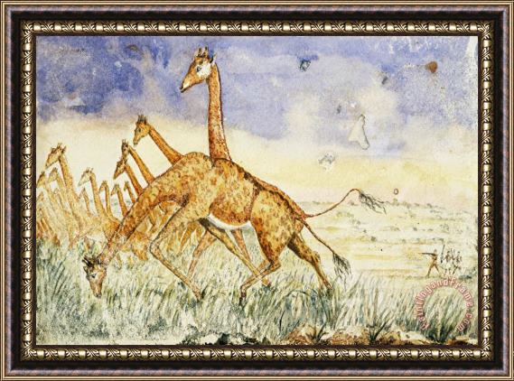 Samuel Henry Baker The First Rush of The Giraffes Framed Painting