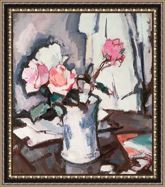 Samuel John Peploe Pink Roses Framed Painting