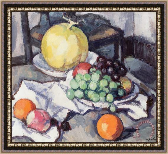 Samuel John Peploe Still Life with Melons and Grapes Framed Print