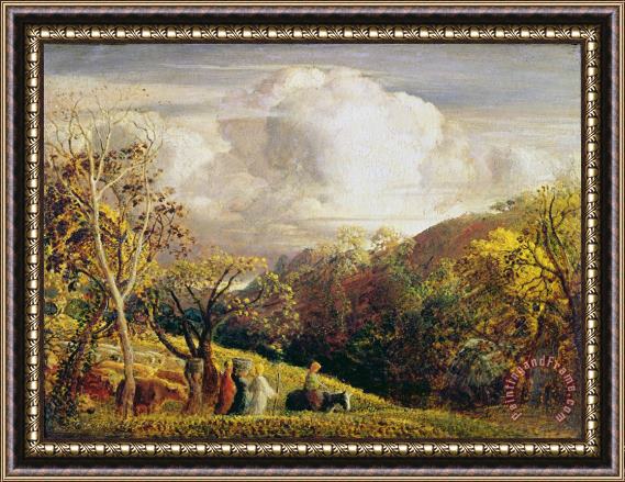 Samuel Palmer Landscape figures and cattle Framed Print