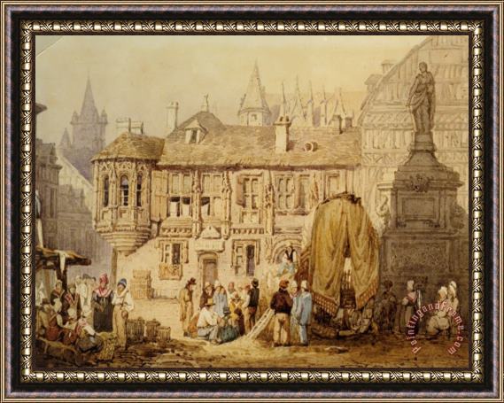 Samuel Prout A View of La Place De La Pucelle Rouen Framed Painting