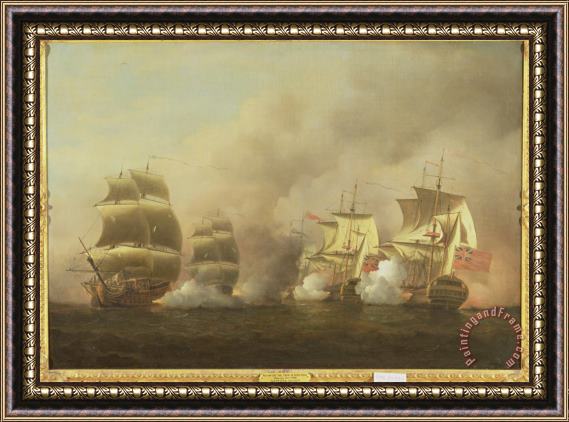 Samuel Scott Action Off the Cape of Good Hope Framed Painting