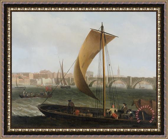 Samuel Scott View on the Thames with Westminster Bridge Framed Painting