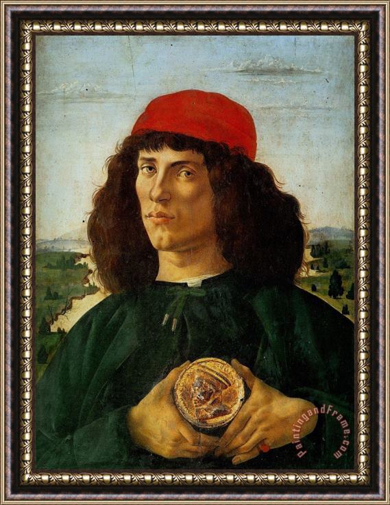 Sandro Botticelli Portrait Of A Man With A Medal Of Cosimo The Elder Framed Print